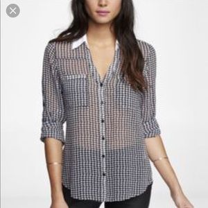 NWOT Express portofino shirt in houndstooth sz S